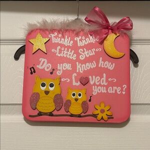Pink Owl Wall Hanging for Kids
